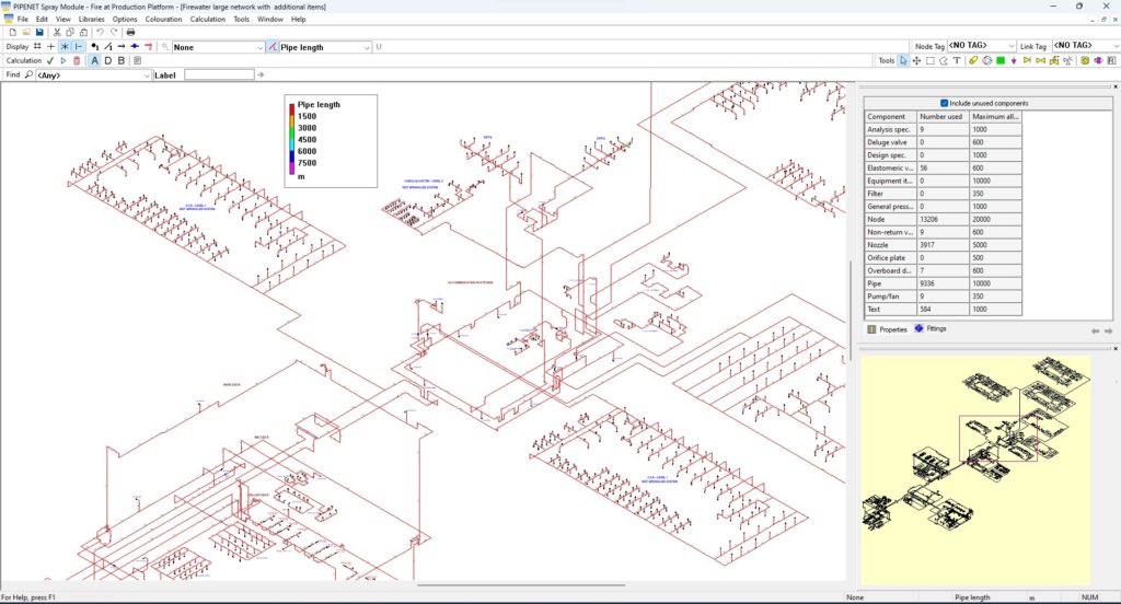 PIPENET Spray/Sprinkler software hydraulic analysis of firewater systems